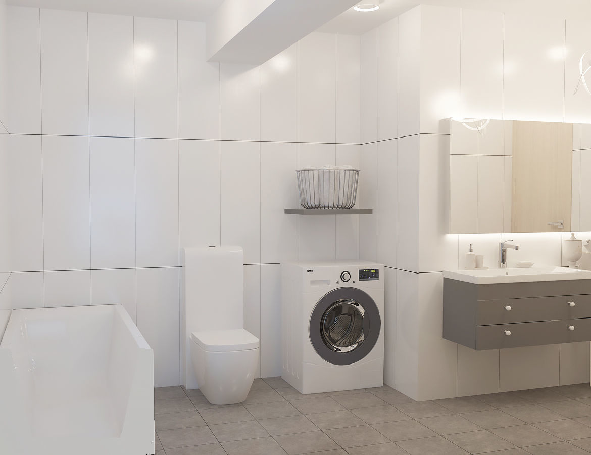 Bathroom modern with tiles 3D model_4