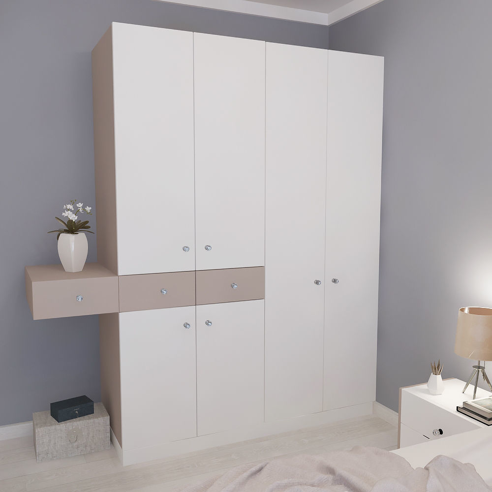 BEDROOM with walls and furniture 3D model_3