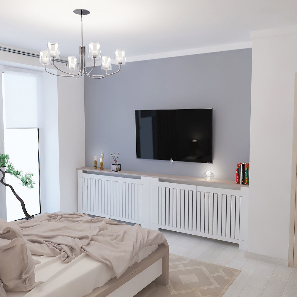 BEDROOM with walls and furniture 3D model_5