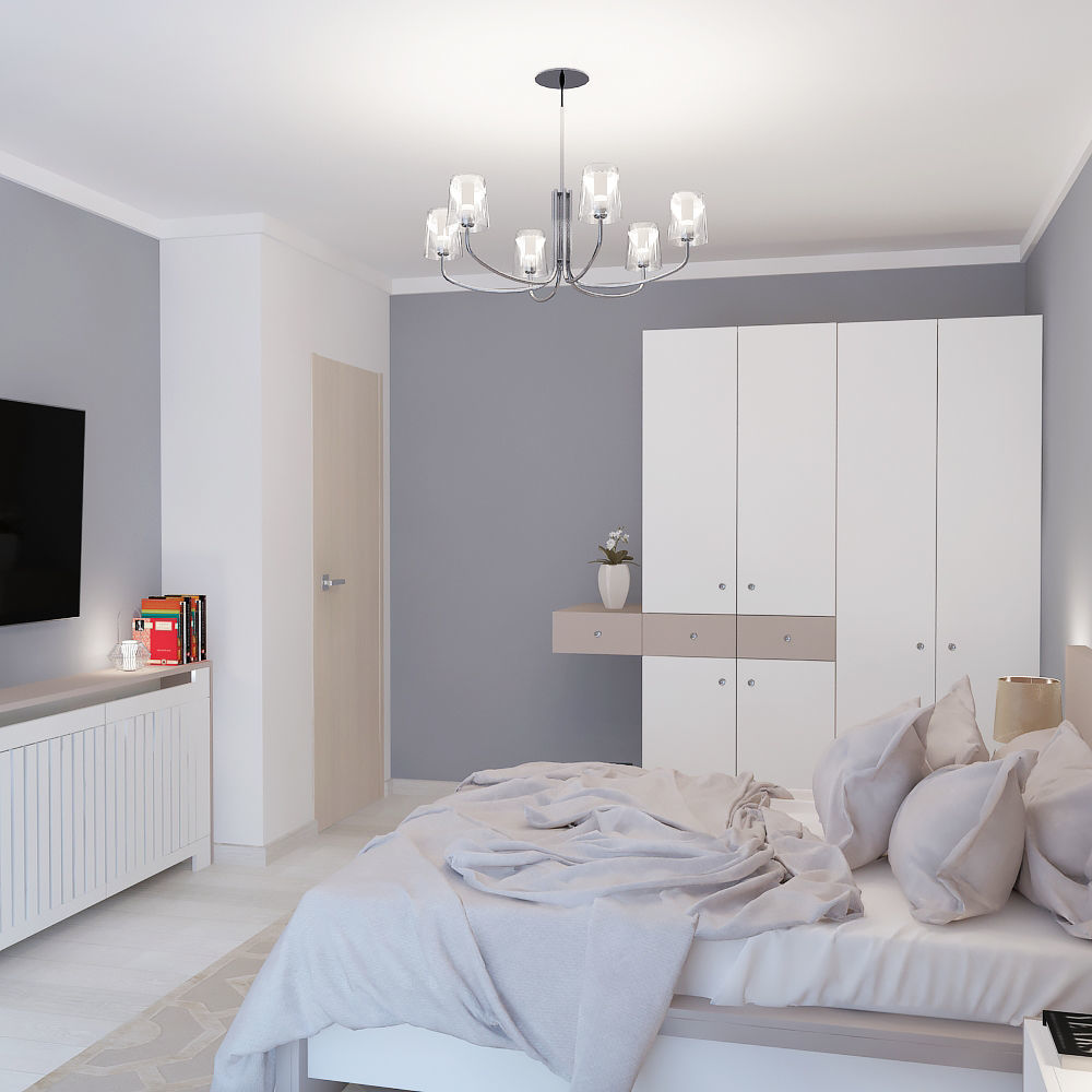 BEDROOM with walls and furniture 3D model_4