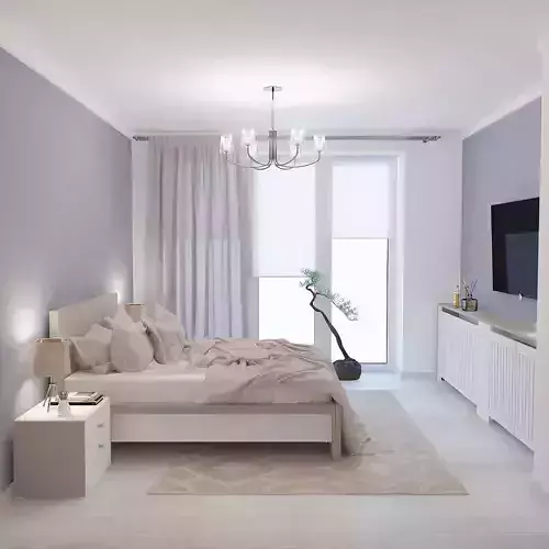 BEDROOM with walls and furniture 3D model