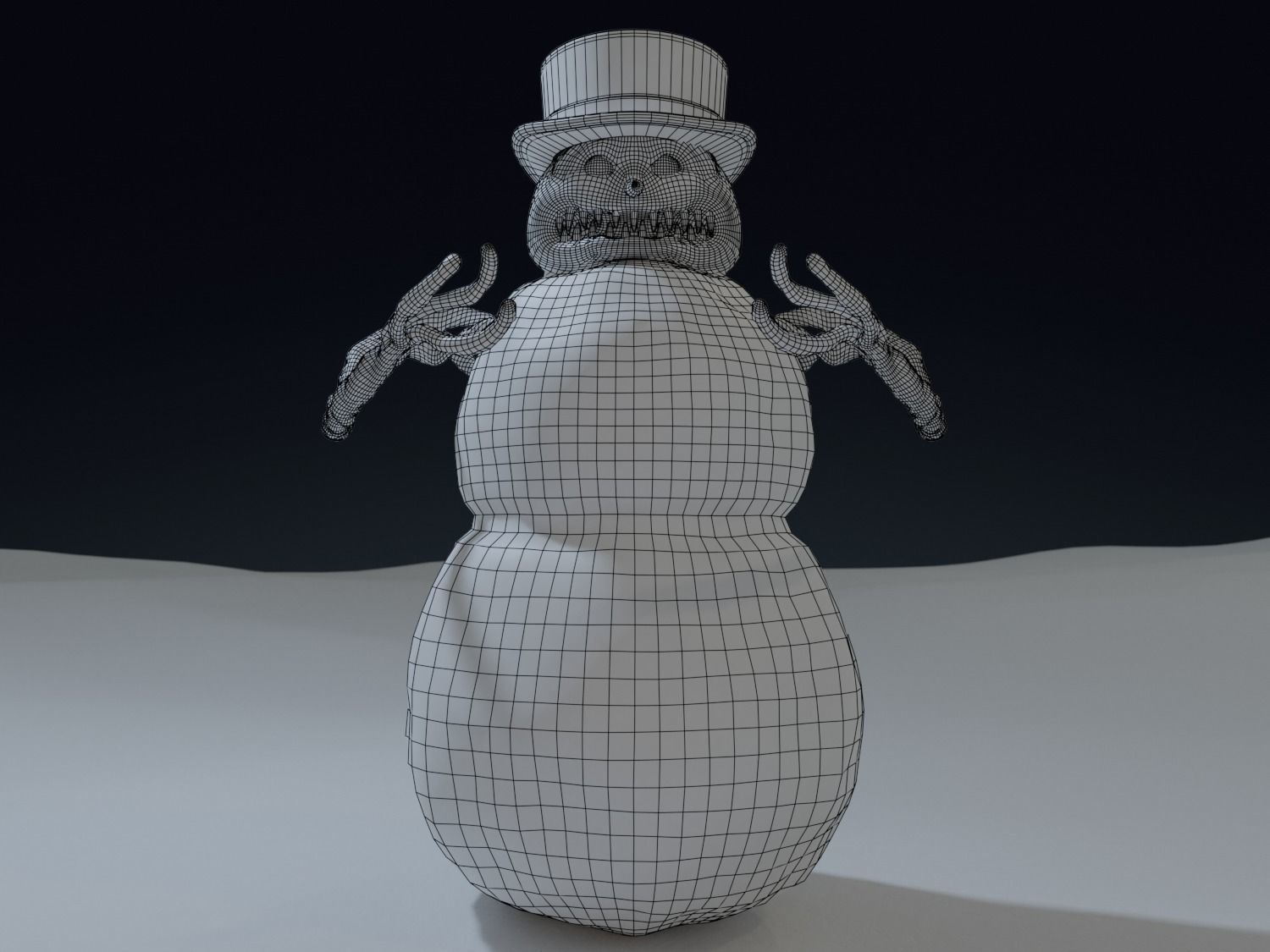 Bad Scary Snowman Low-poly 3D model_11