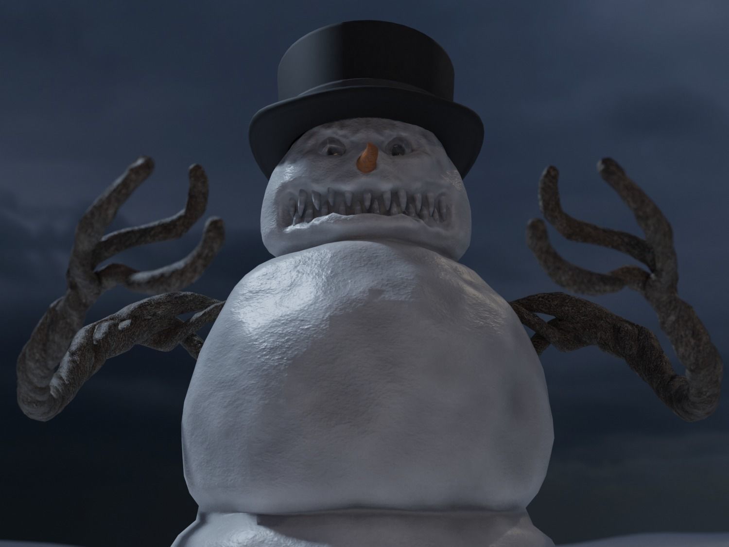 Bad Scary Snowman Low-poly 3D model_0