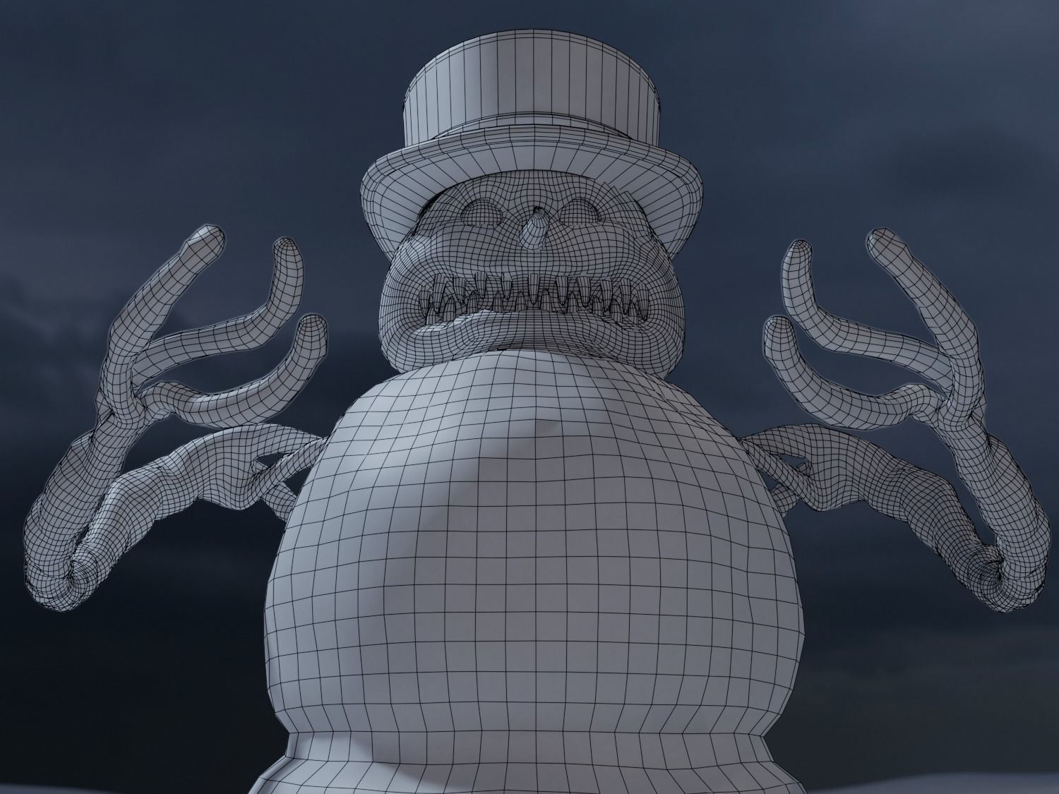 Bad Scary Snowman Low-poly 3D model_1
