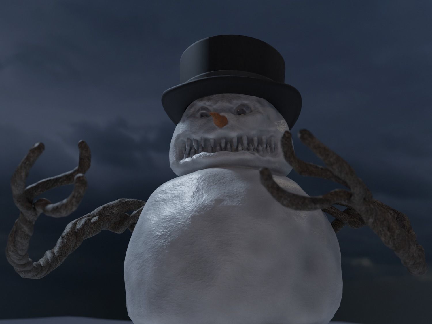 Bad Scary Snowman Low-poly 3D model_2