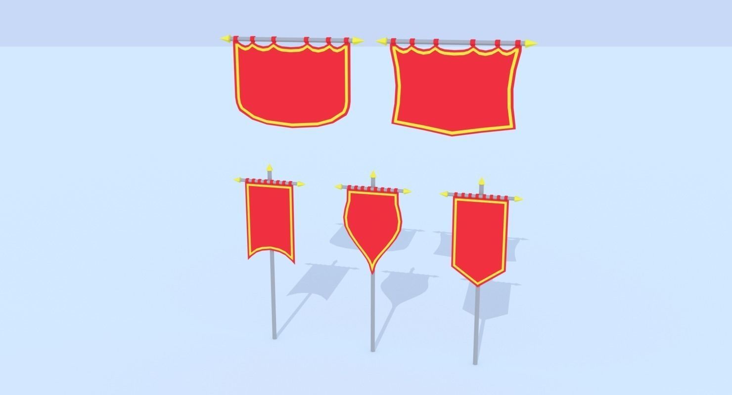 LowPoly Cartoon Banners Low-poly 3D model_2