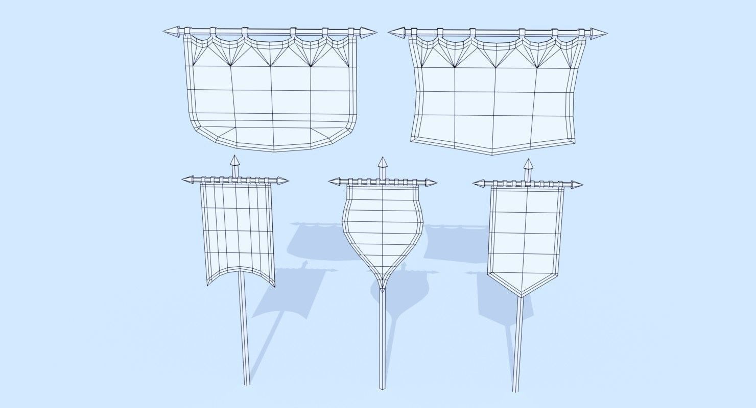 LowPoly Cartoon Banners Low-poly 3D model_5