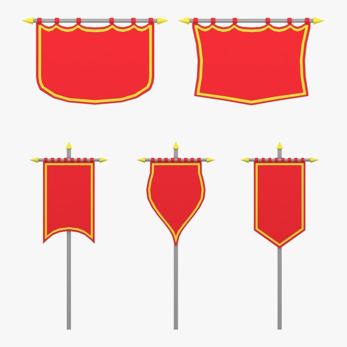 LowPoly Cartoon Banners Low-poly 3D model_1