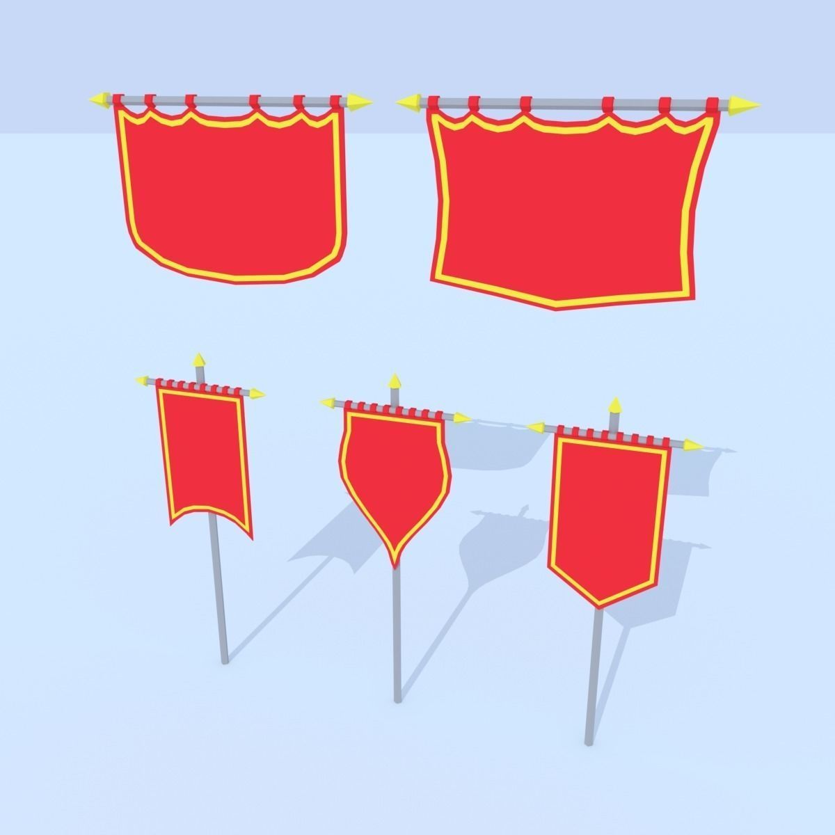 LowPoly Cartoon Banners Low-poly 3D model_0