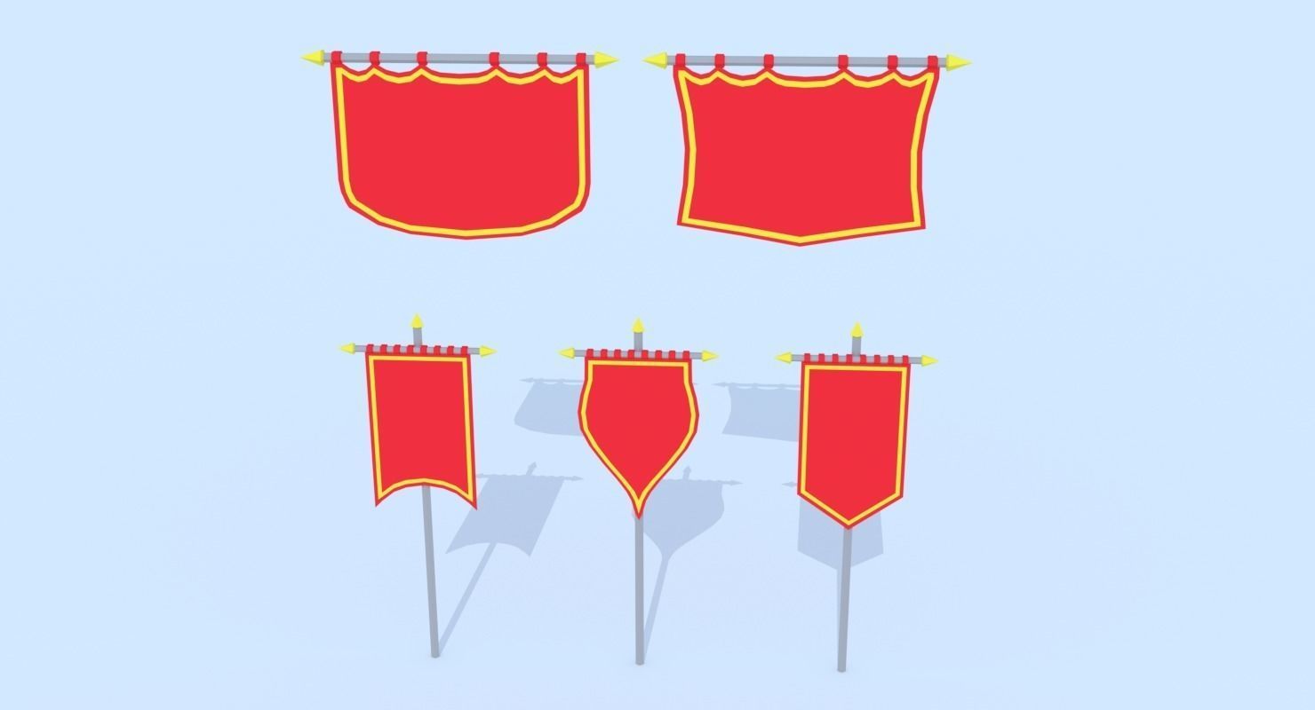 LowPoly Cartoon Banners Low-poly 3D model_3