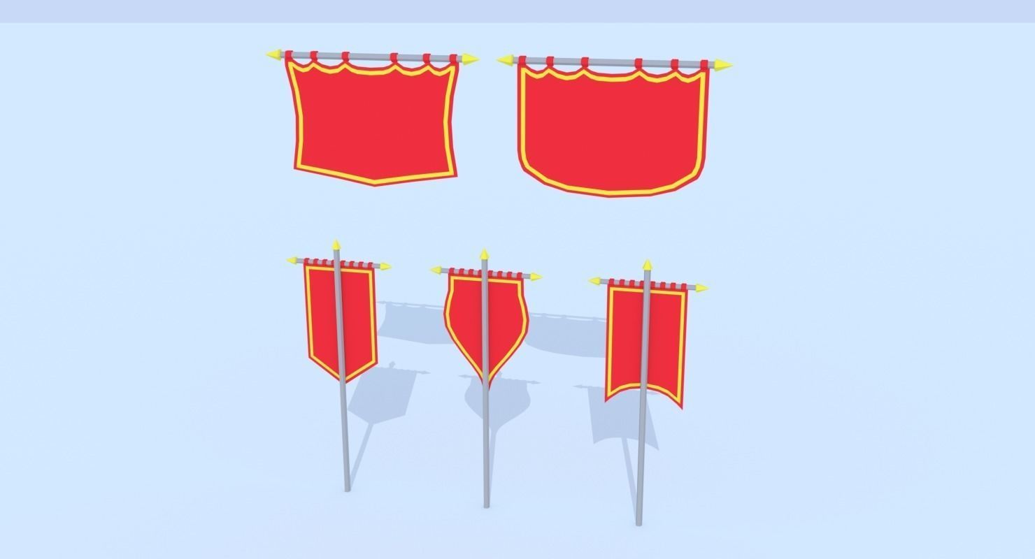 LowPoly Cartoon Banners Low-poly 3D model_4