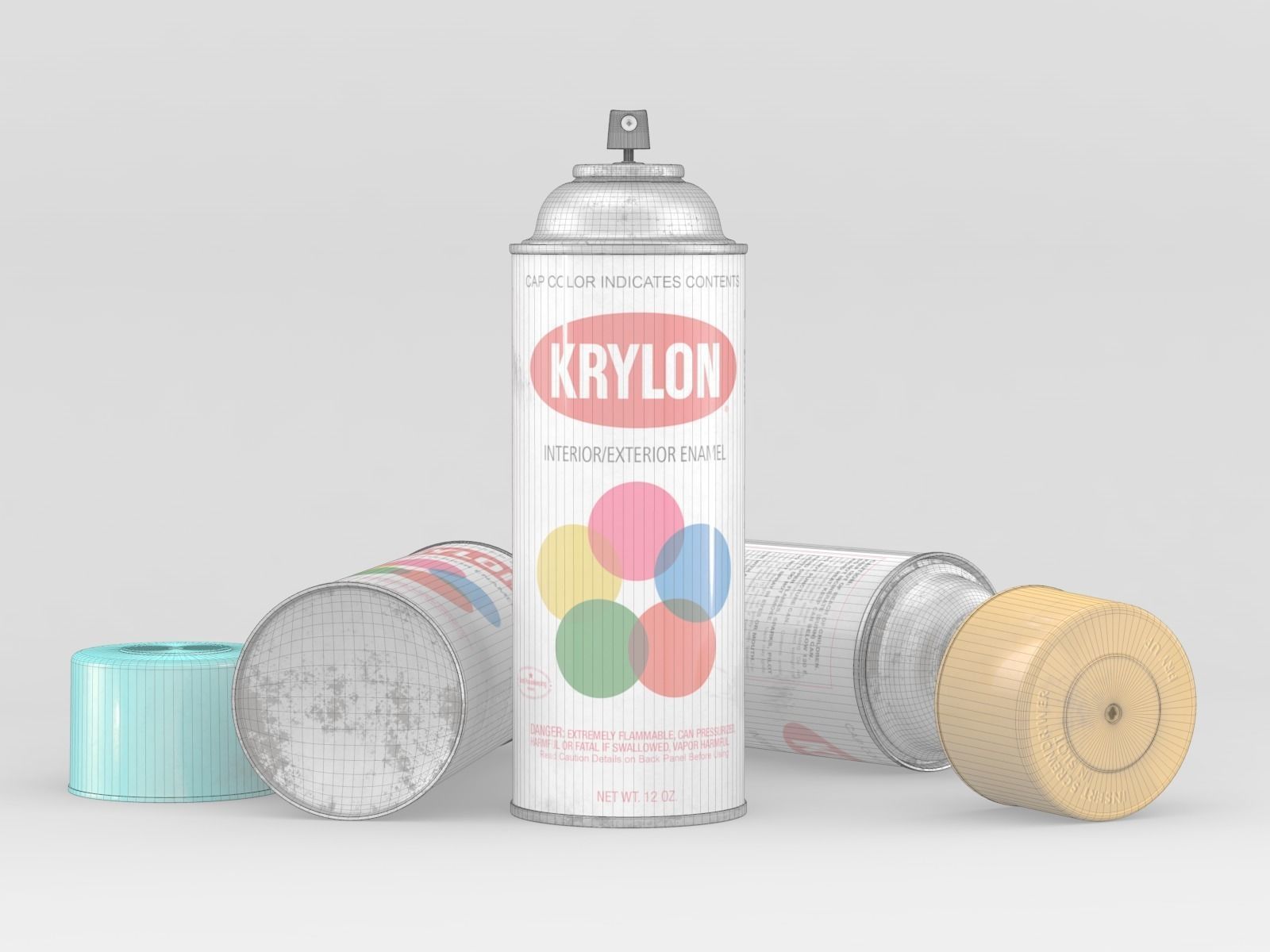 Krylon Spray Can 3D model_11