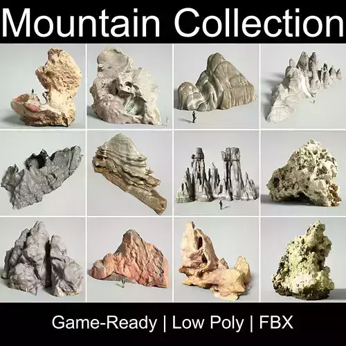 Mountain Collection Realistic Rocks 12 tems Low-poly 3D model