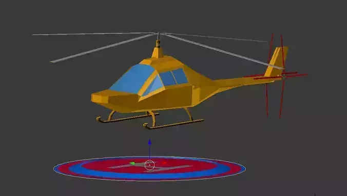 low poly helicopter Low-poly 3D model