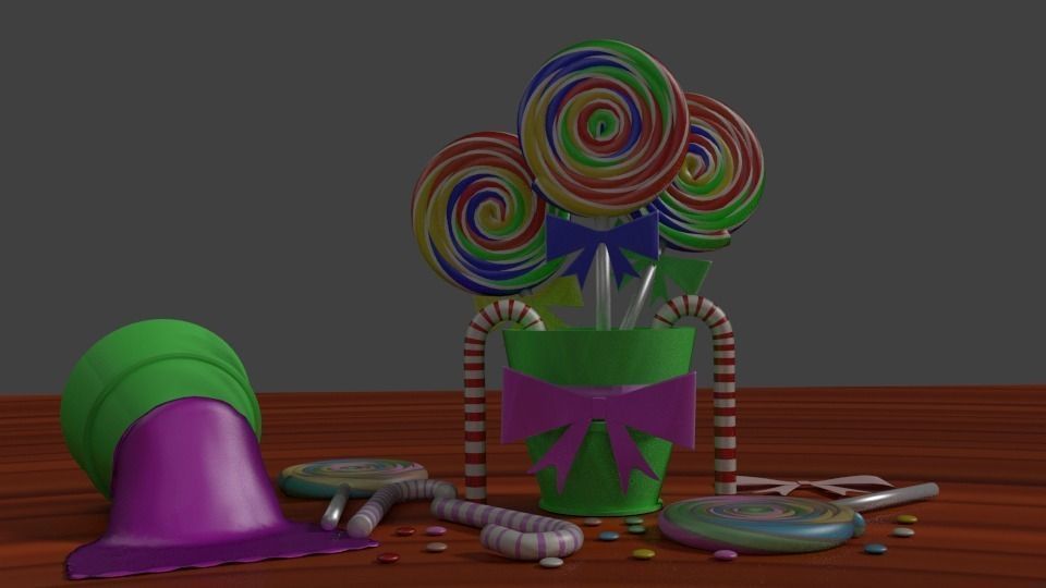 Lollipop Candy Scene 3D model
