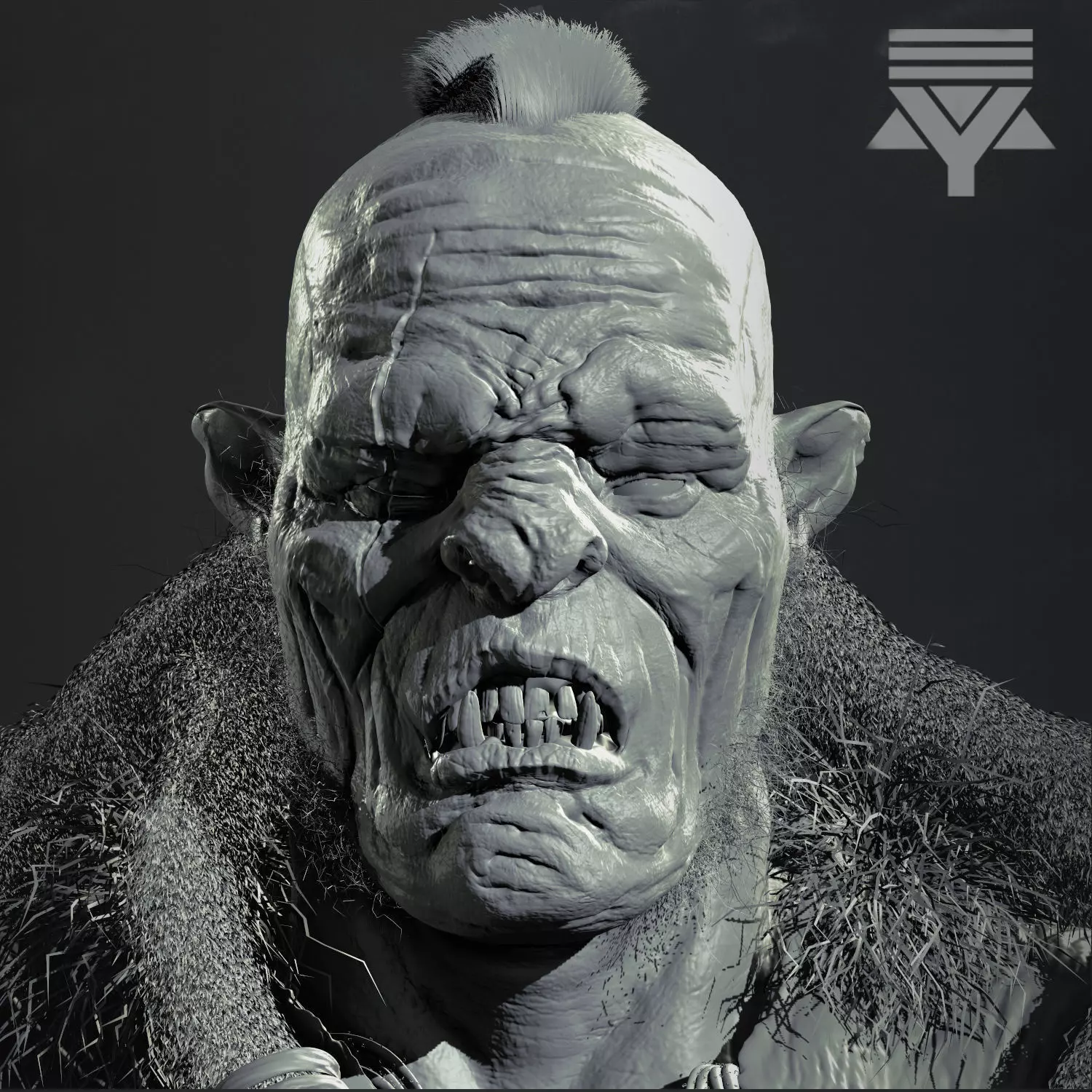 Orc Bust Highpoly 3D model_0