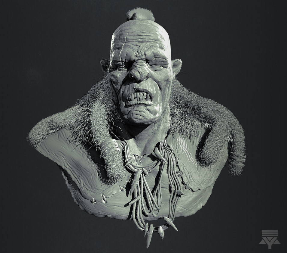 Orc Bust Highpoly 3D model_4