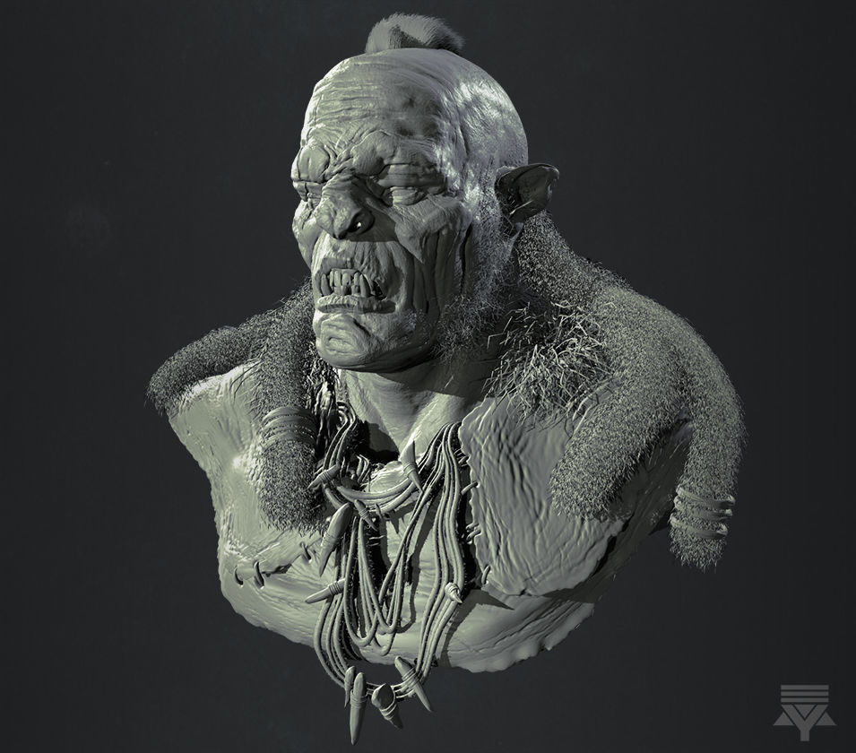 Orc Bust Highpoly 3D model_2