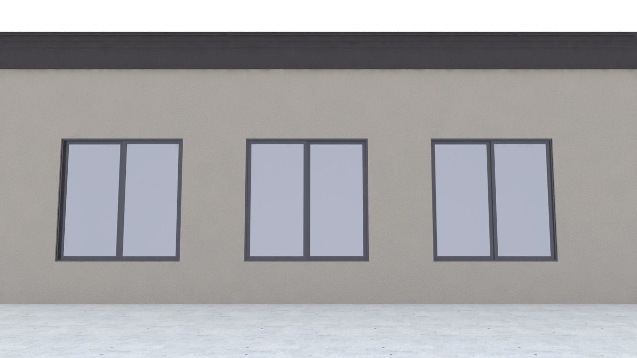 Modern architectural window horizontal slider 3D model_1