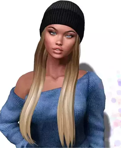 Female hair style rigged 3D model