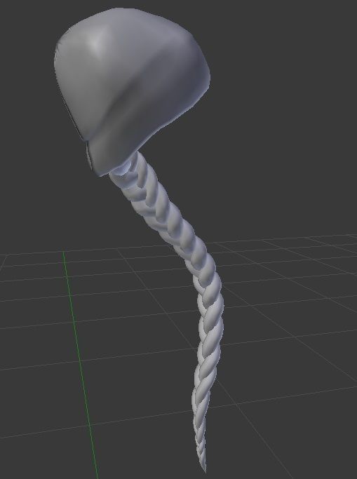 Female hair style rigged 3D model Low-poly 3D model_3