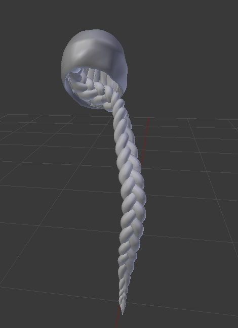 Female hair style rigged 3D model Low-poly 3D model_1