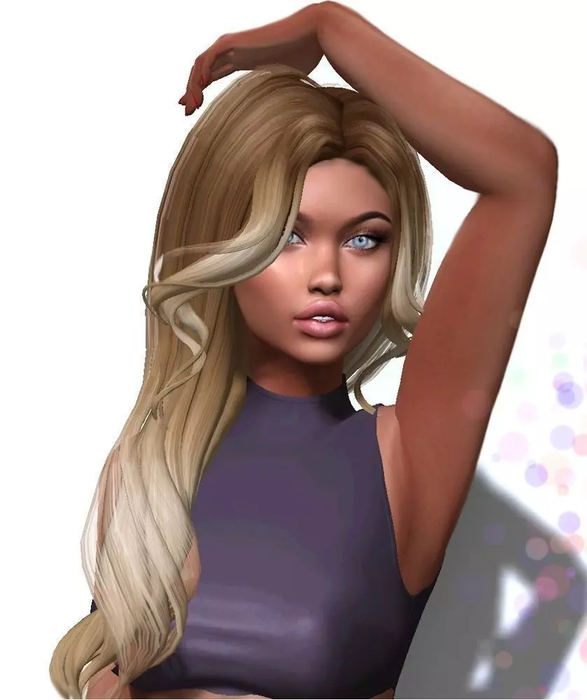 Female hair style rigged 3D model Low-poly 3D model_0