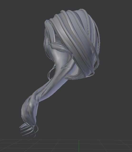 Female hair style rigged 3D model Low-poly 3D model_2