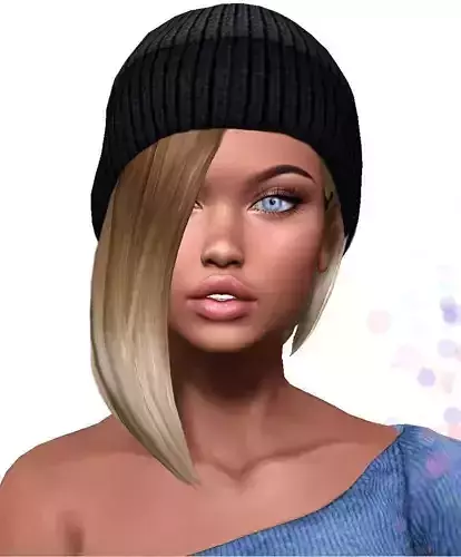 Female hair style rigged 3D model