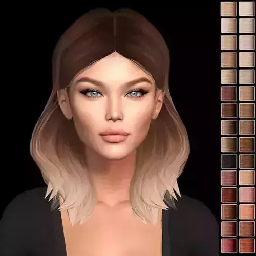 Female hair style rigged 3D model Low-poly 3D model