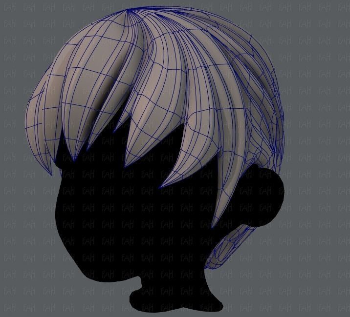 3D Hair style for boy Low-poly 3D model_17