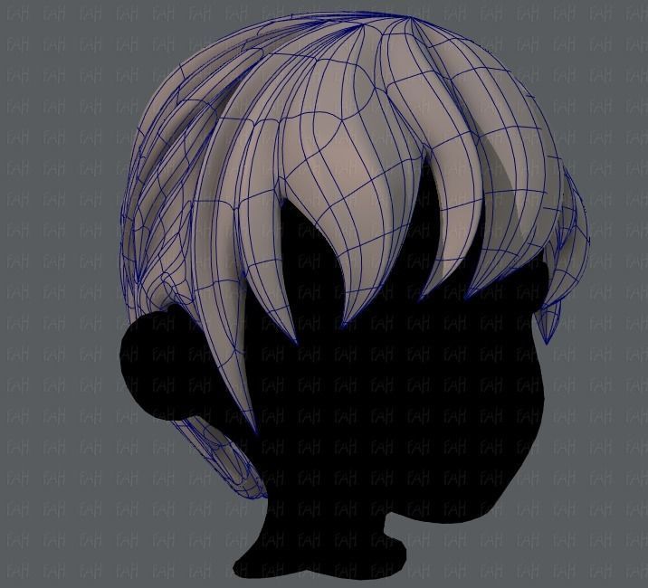 3D Hair style for boy Low-poly 3D model_11