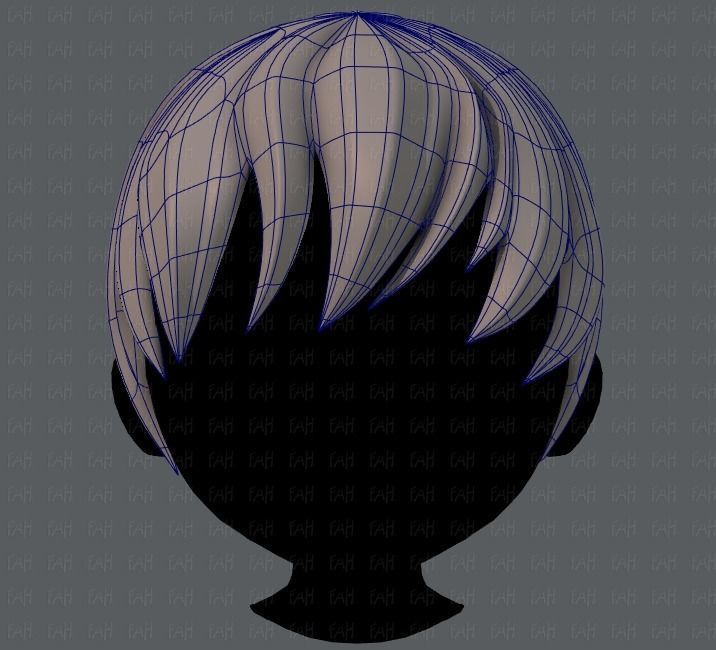 3D Hair style for boy Low-poly 3D model_10