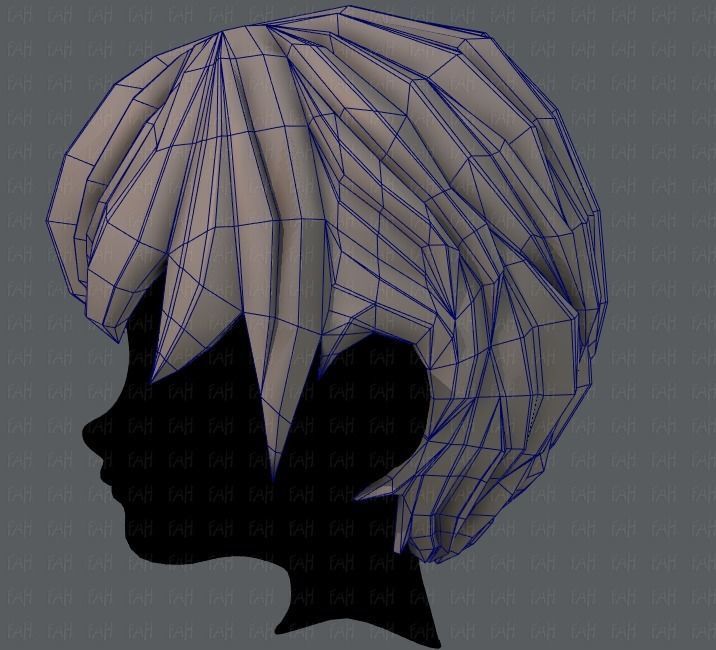 3D Hair style for boy Low-poly 3D model_32