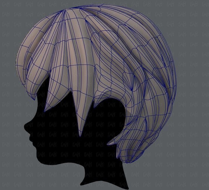 3D Hair style for boy Low-poly 3D model_16