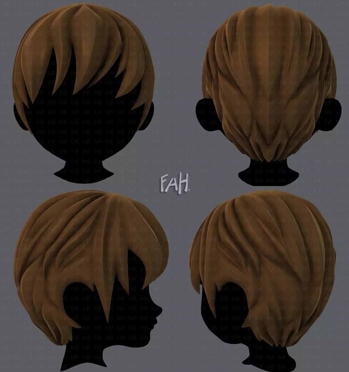 3D Hair style for boy Low-poly 3D model_0