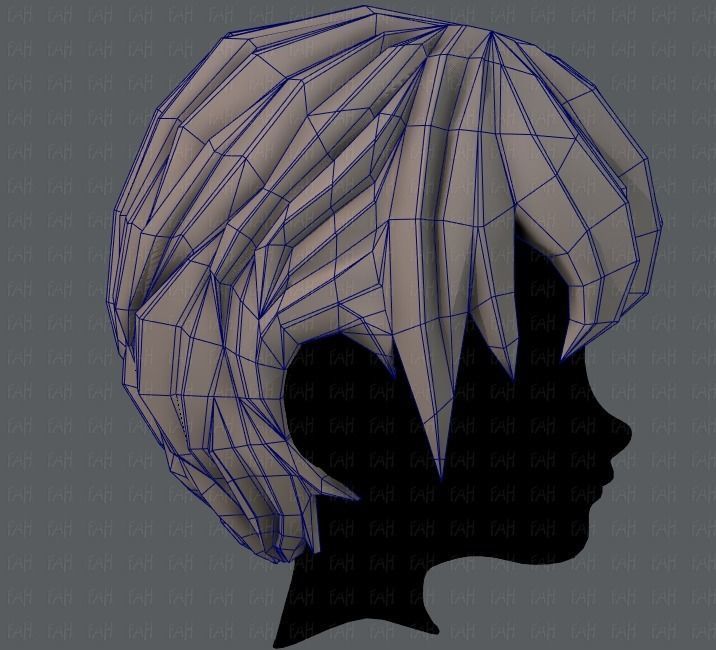 3D Hair style for boy Low-poly 3D model_28