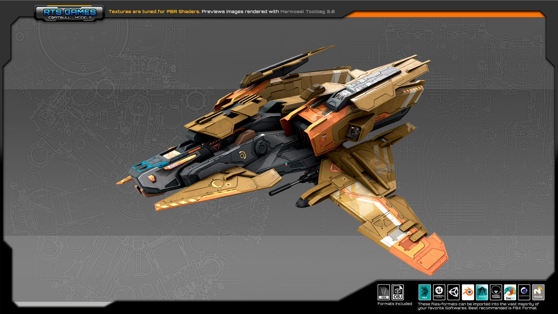 SF Bomber RX4 Low-poly 3D model_4