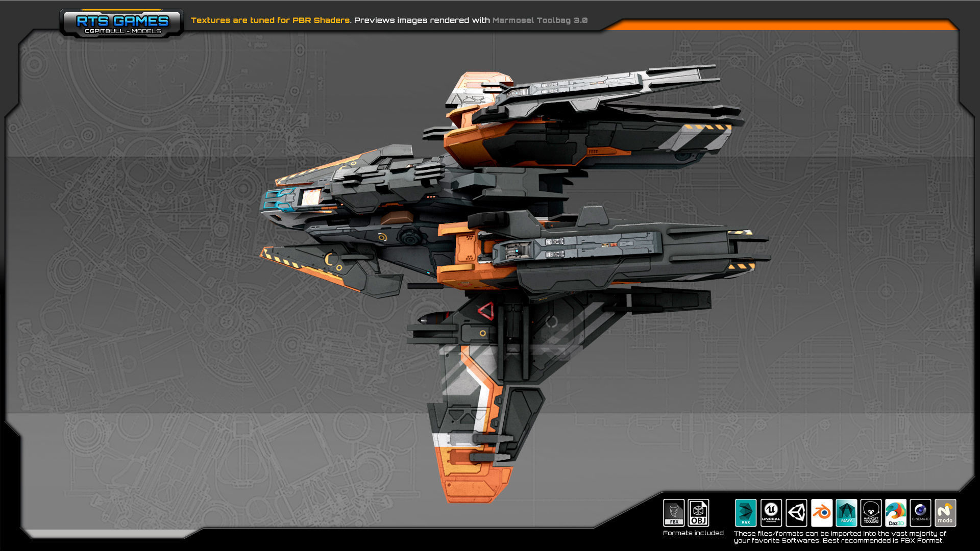 SF Bomber RX4 Low-poly 3D model_6