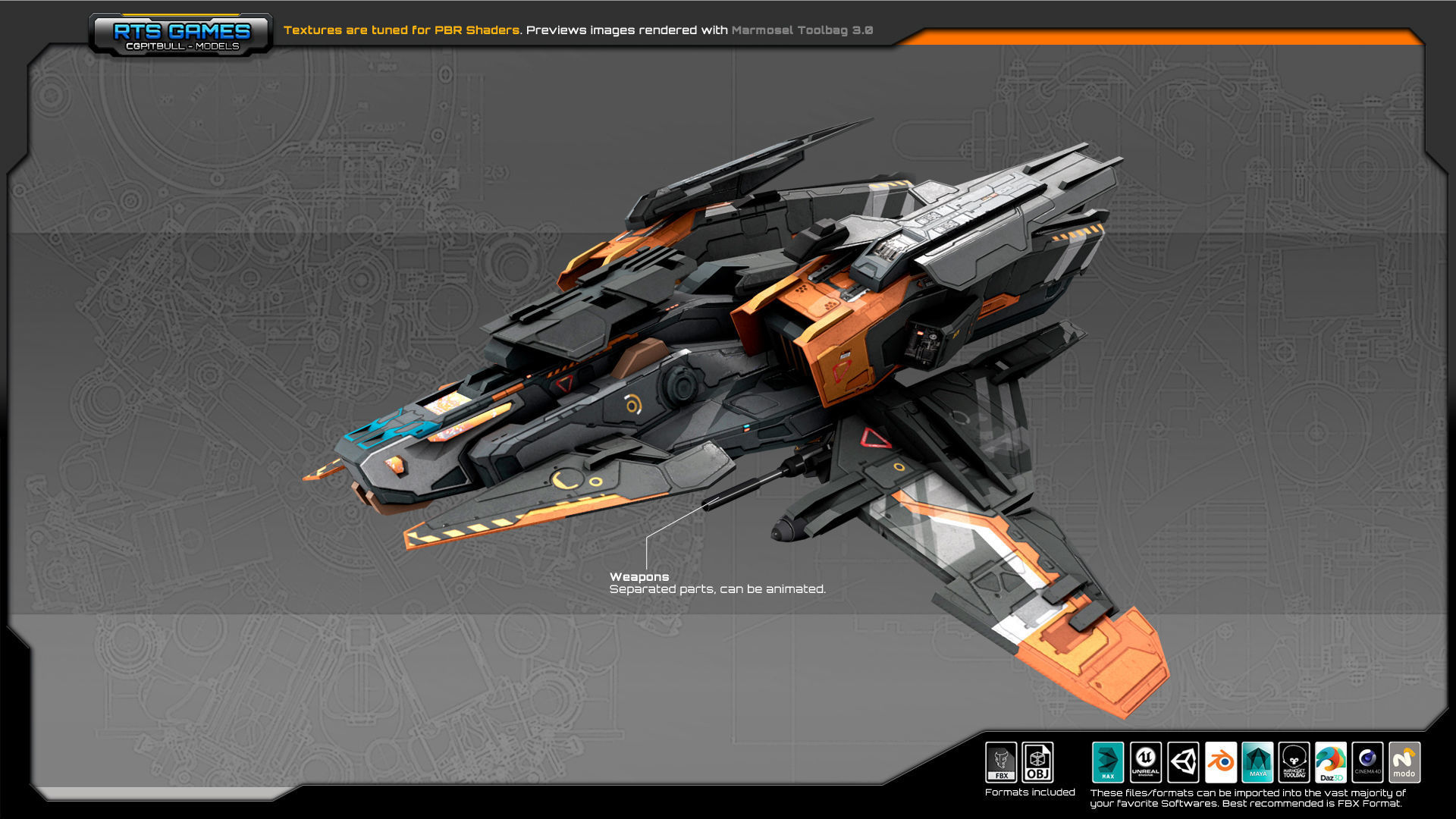 SF Bomber RX4 Low-poly 3D model_5