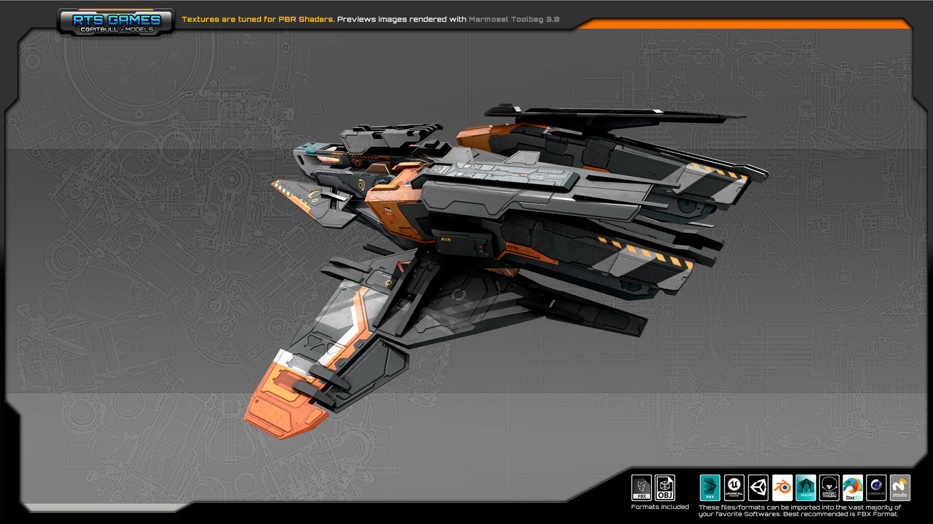 SF Bomber RX4 Low-poly 3D model_7