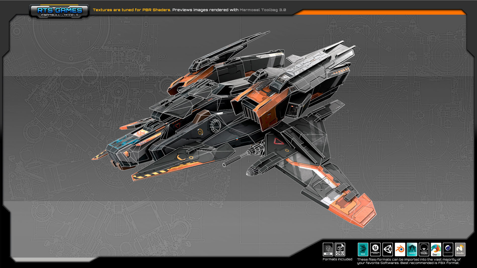 SF Bomber RX4 Low-poly 3D model_8