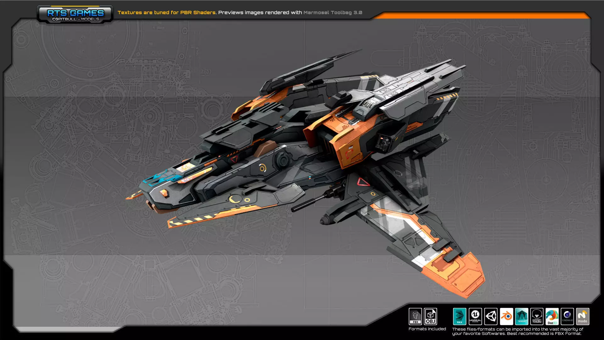 SF Bomber RX4 Low-poly 3D model_0