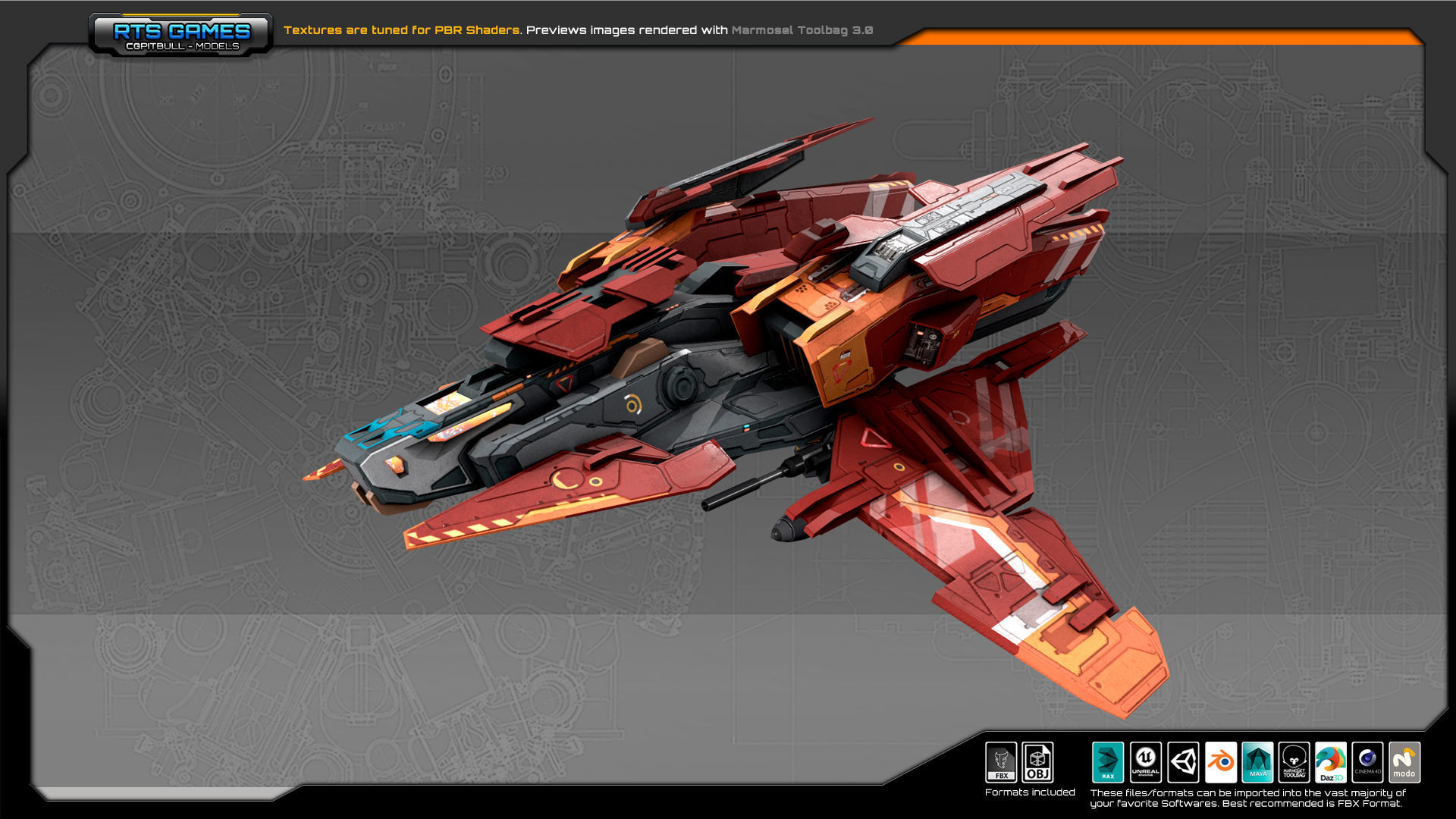 SF Bomber RX4 Low-poly 3D model_3