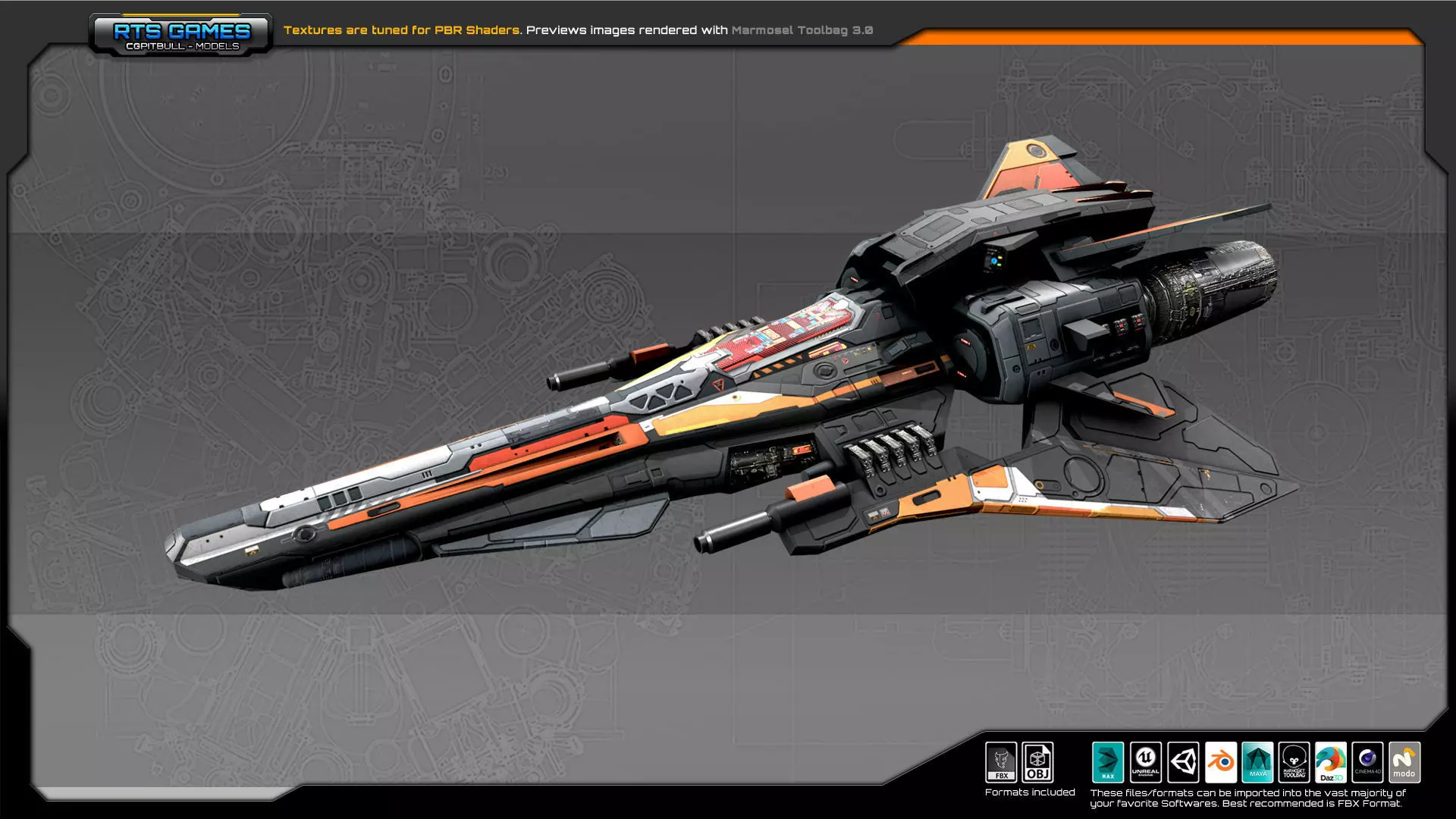 SF Fighter RX6 Low-poly 3D model