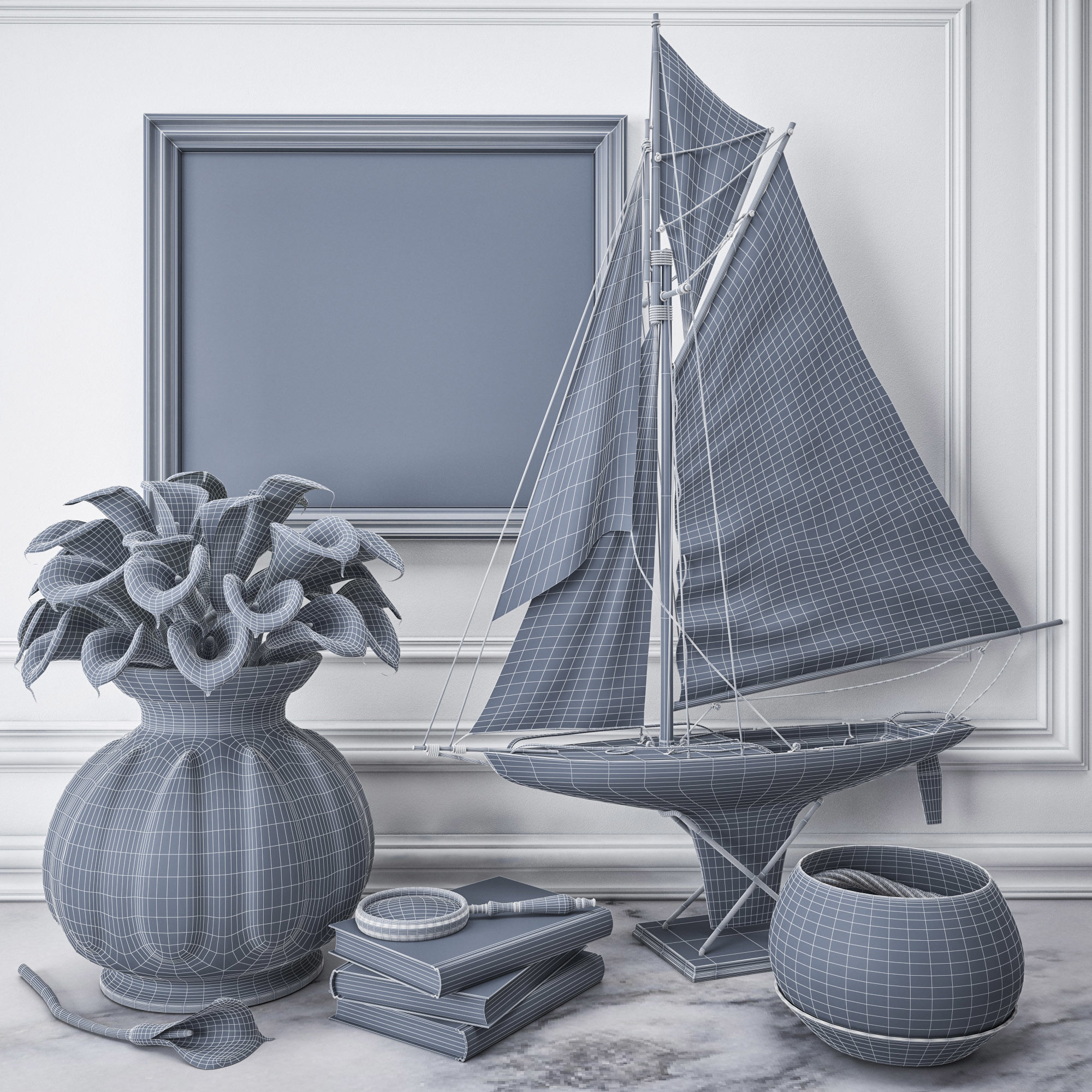 Decorative set 3D model_2