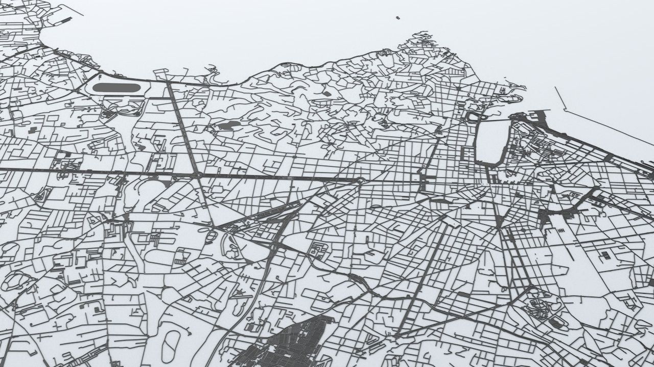 Marseille Road Network and Streets 3D model_3
