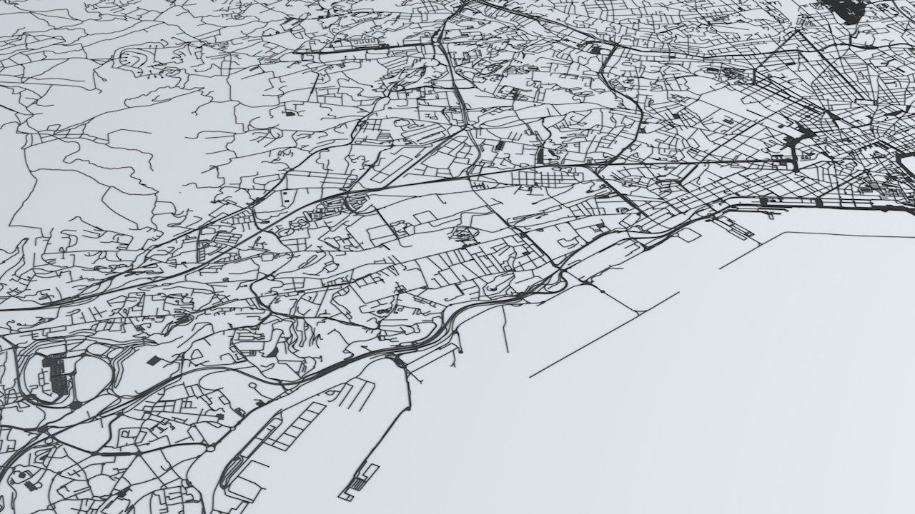 Marseille Road Network and Streets 3D model_6