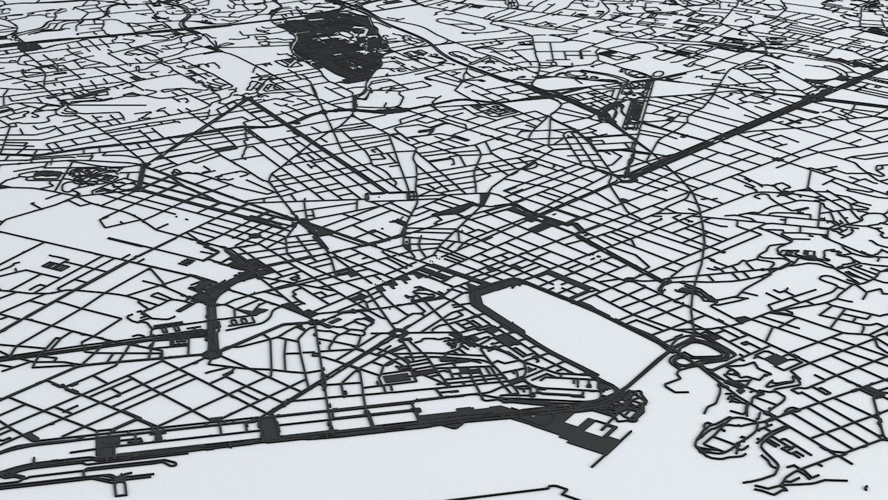 Marseille Road Network and Streets 3D model_4