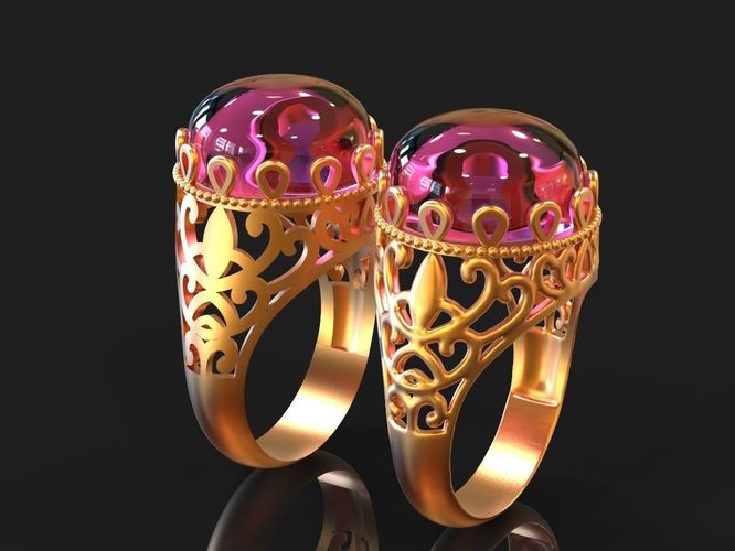 flower ring 3d printed Silver Gold  Print 3D print model